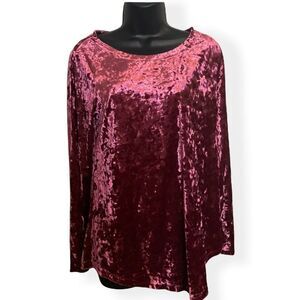Sese Code Purple Velvet Long Sleeve Pajama Blouse